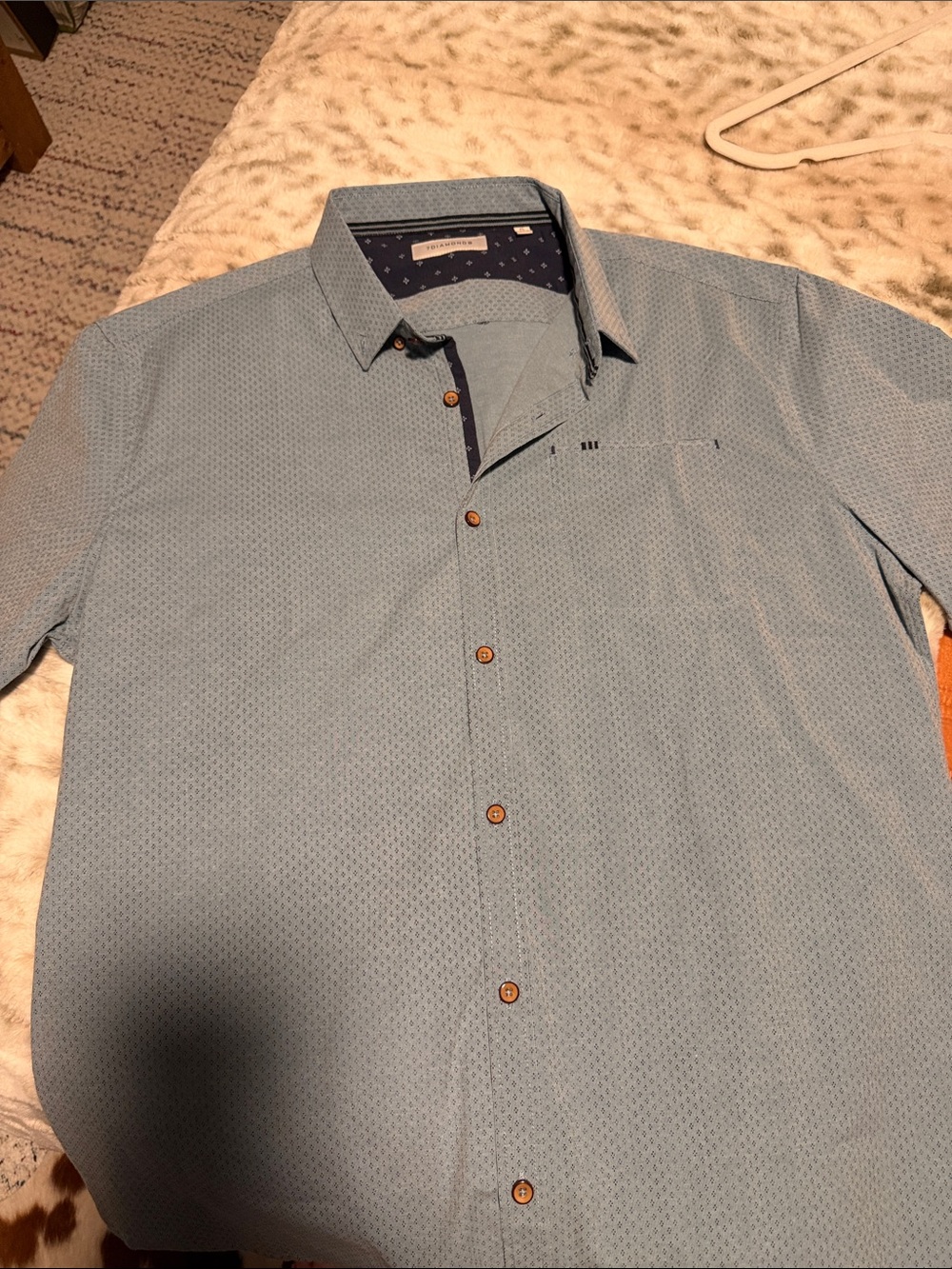7 Diamonds Light Blue Micro-Pattern Button-Down Shirt